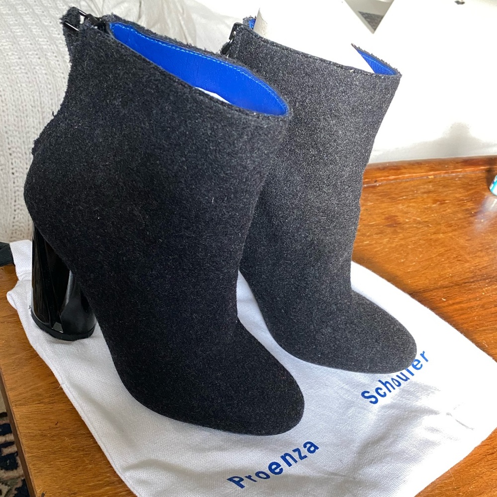 Proenza Schouler Grey Wool Leather Boots 36.5